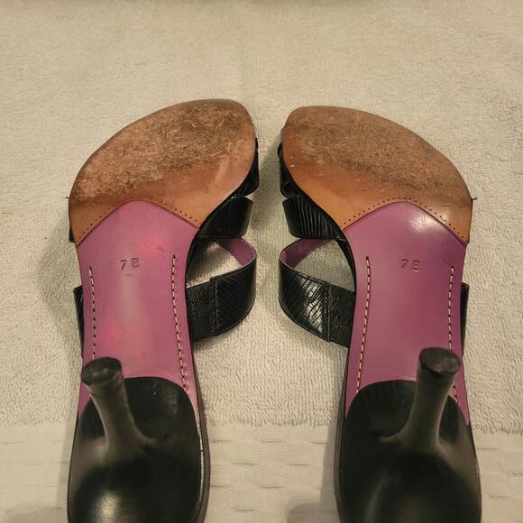 Cole Haan Black Leather Strappy Heeled Open-Toe & Back Shoes Size 7 B - Picture 8 of 9